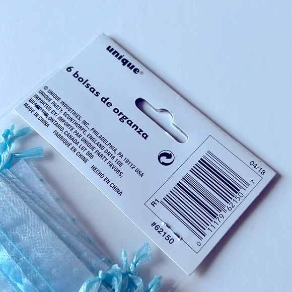 6 pcs Organza Pouches Light Blue Bags Favor Bags Treat Bags - Picture 4 of 7